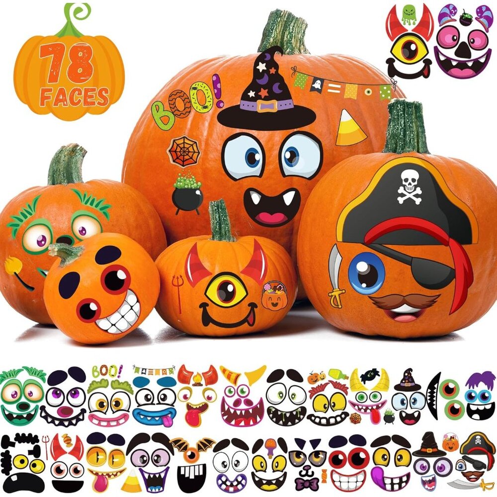 Pumpkin Stickers for Decorating Halloween Pumpkin Stickers 78PCS Jack O Lantern